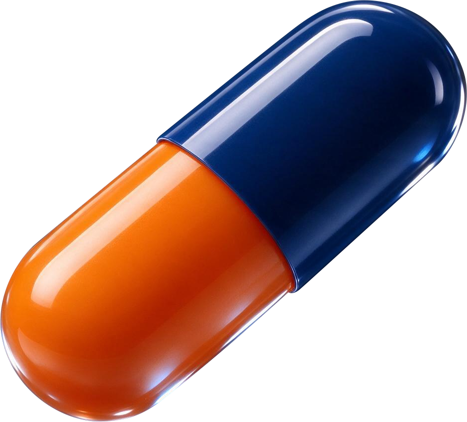 Orange and blue capsule